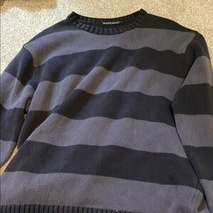 Brandy Melville Brianna Black and Navy Striped Sweater